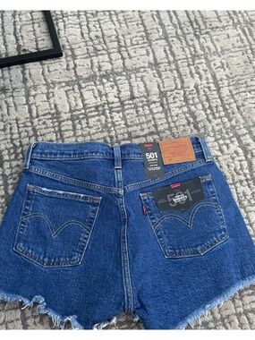 Levi's Dark Blue 501 Denim Cutoff Shorts
